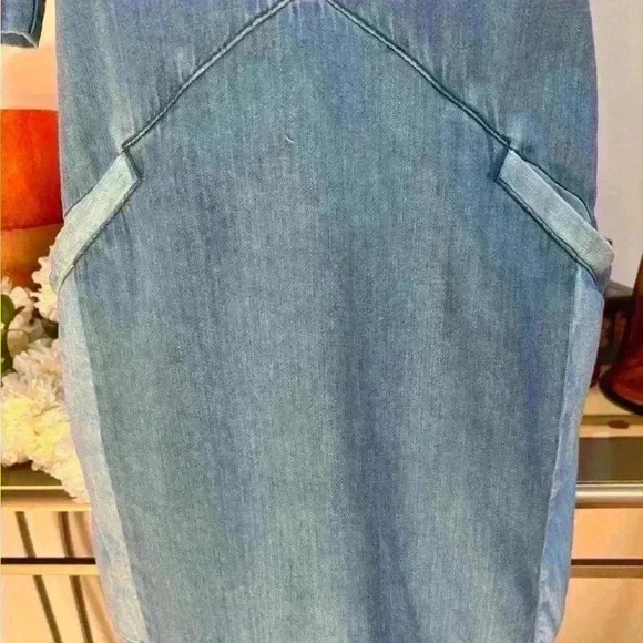 ASOS DENIM TWO-TONED LIGHT BLUE WASH SHIFT MINI CASUAL SUMMER DRESS SIZE 4 💙 - Picture 7 of 13